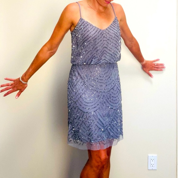 Adrianna papell beaded v neck dress size 6 - Picture 1 of 11